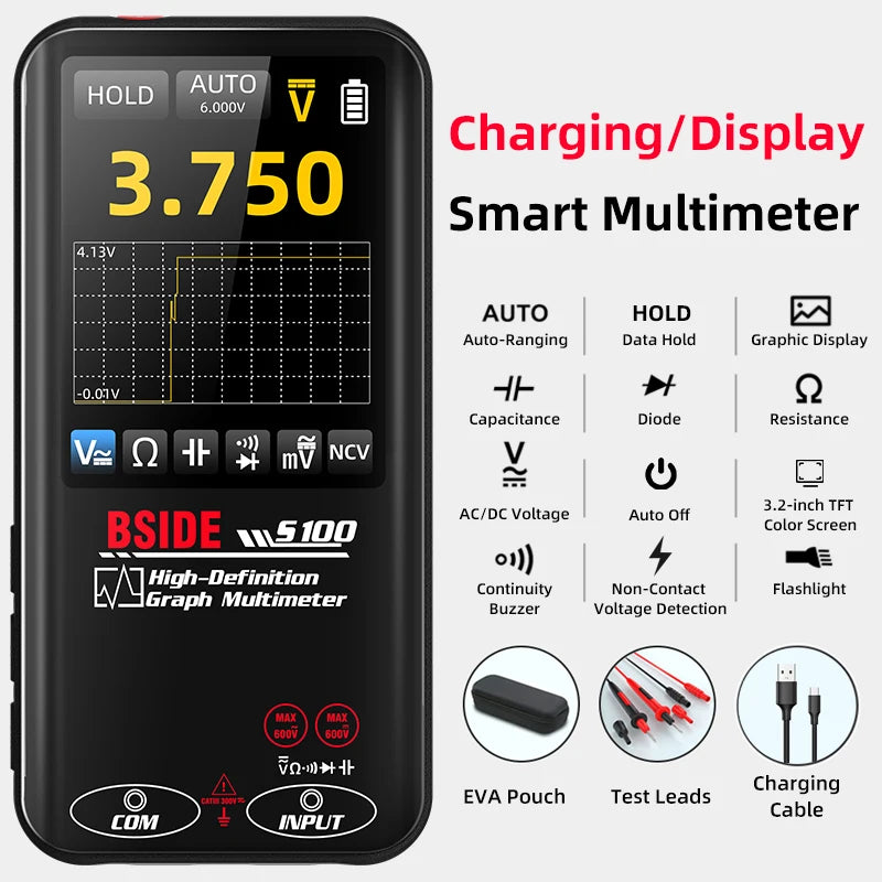 BSIDE S100 Smart Graphic Multimeter Auto-Ranging Digital Tester
