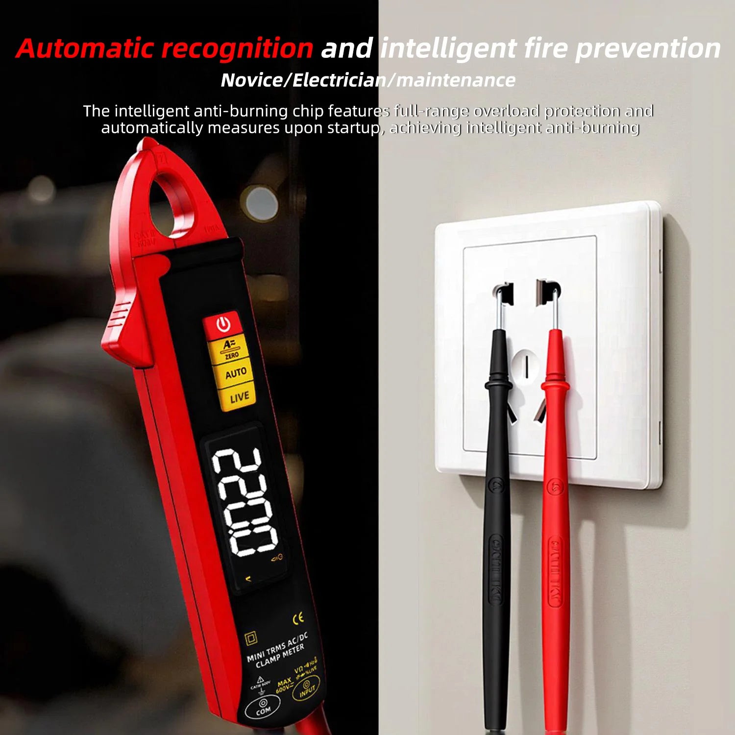 BSIDE UX1 Digital Clamp Meter (100A, Auto-Ranging, NCV)