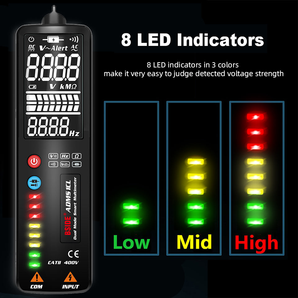 BSIDE ADMS1CL Smart Digital Multimeter 2000 Counts Auto-Range Voltage Detector