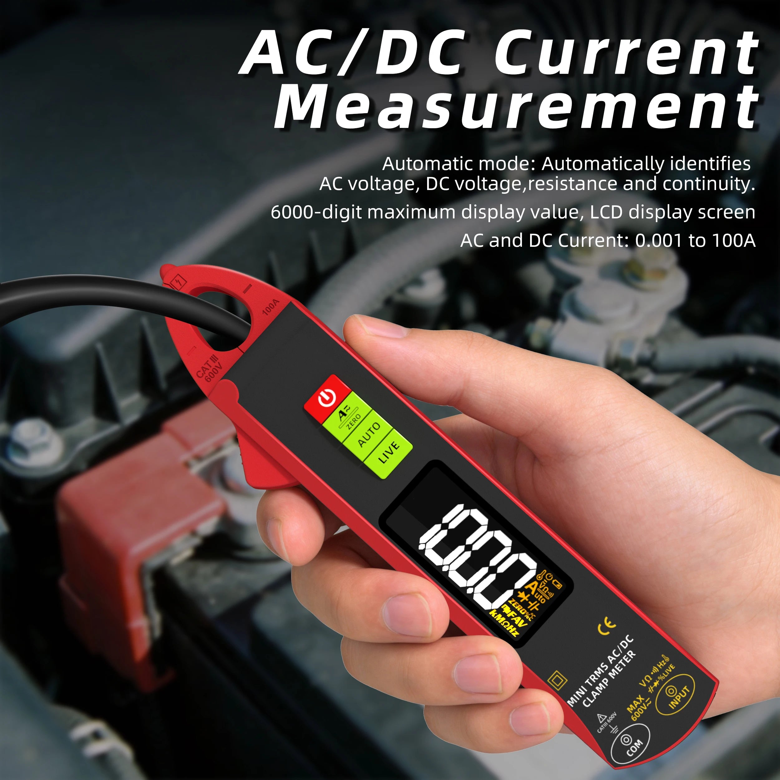 BSIDE UX1 Digital Clamp Meter (100A, Auto-Ranging, NCV)