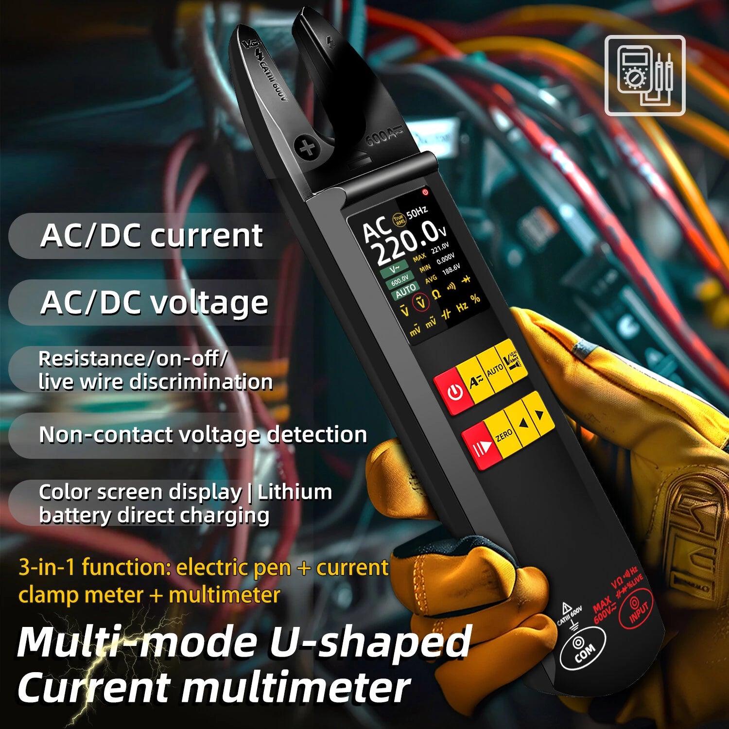 BSIDE U5 True RMS Digital Clamp Multimeter with TFT Screen & NCV Detection