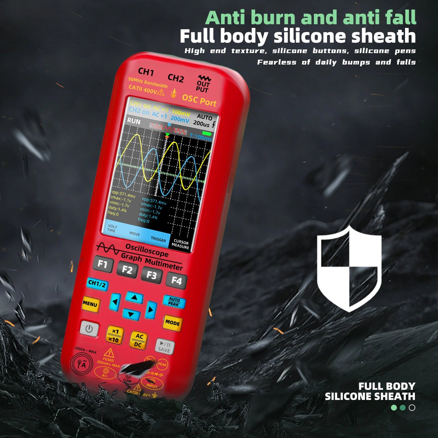 BSIDE O9 Dual Channel 50MHz Handheld Oscilloscope Multimeter Signal Generator