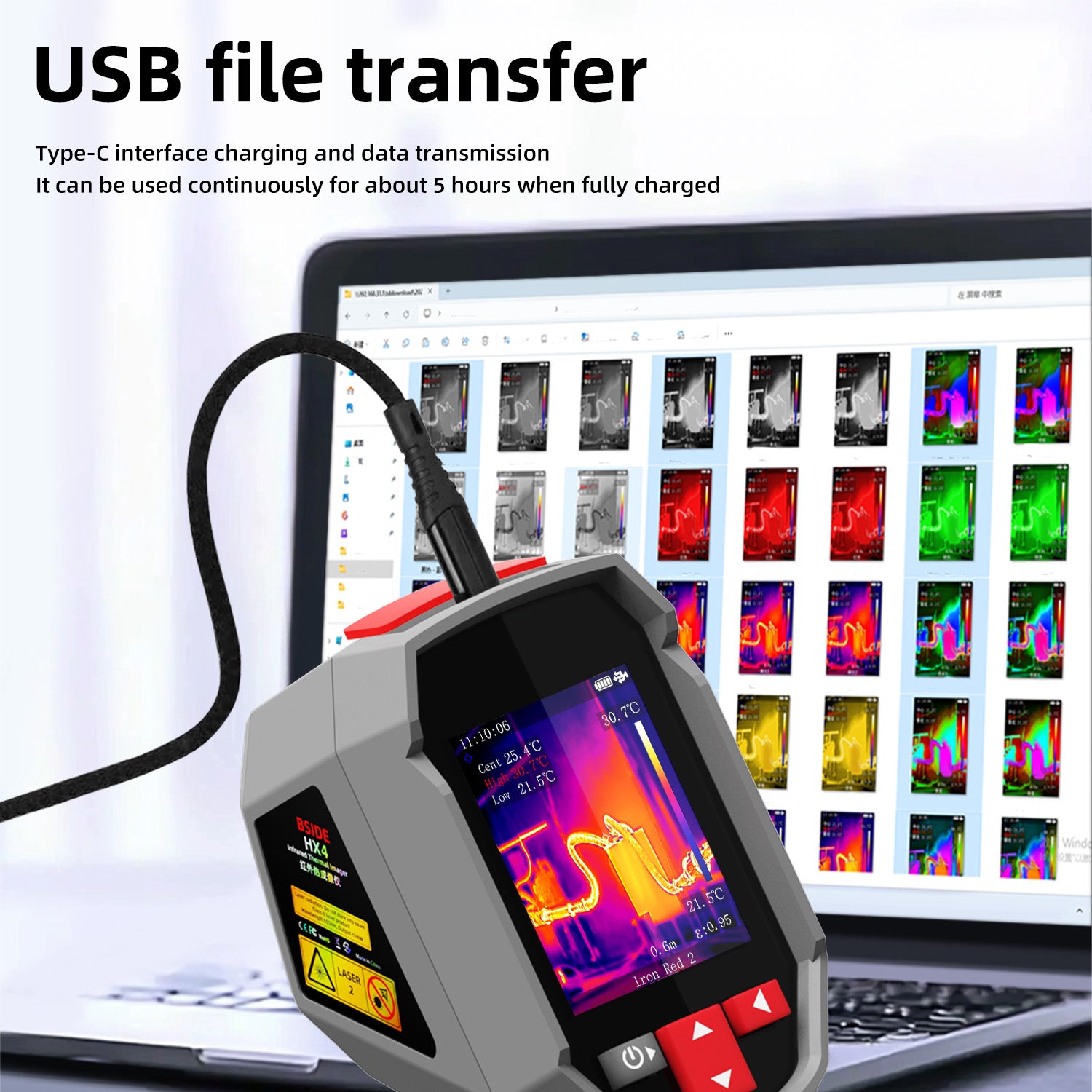 BSIDE HX4 Handheld Infrared Thermal Imager with Dual-Light Fusion for Floor Heating Inspection