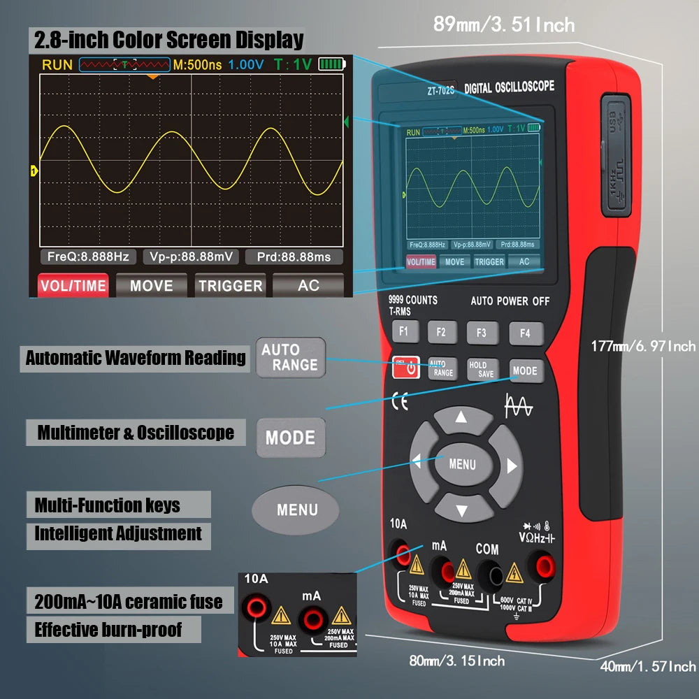 BSIDE ZT702S Handheld Oscilloscope Multimeter