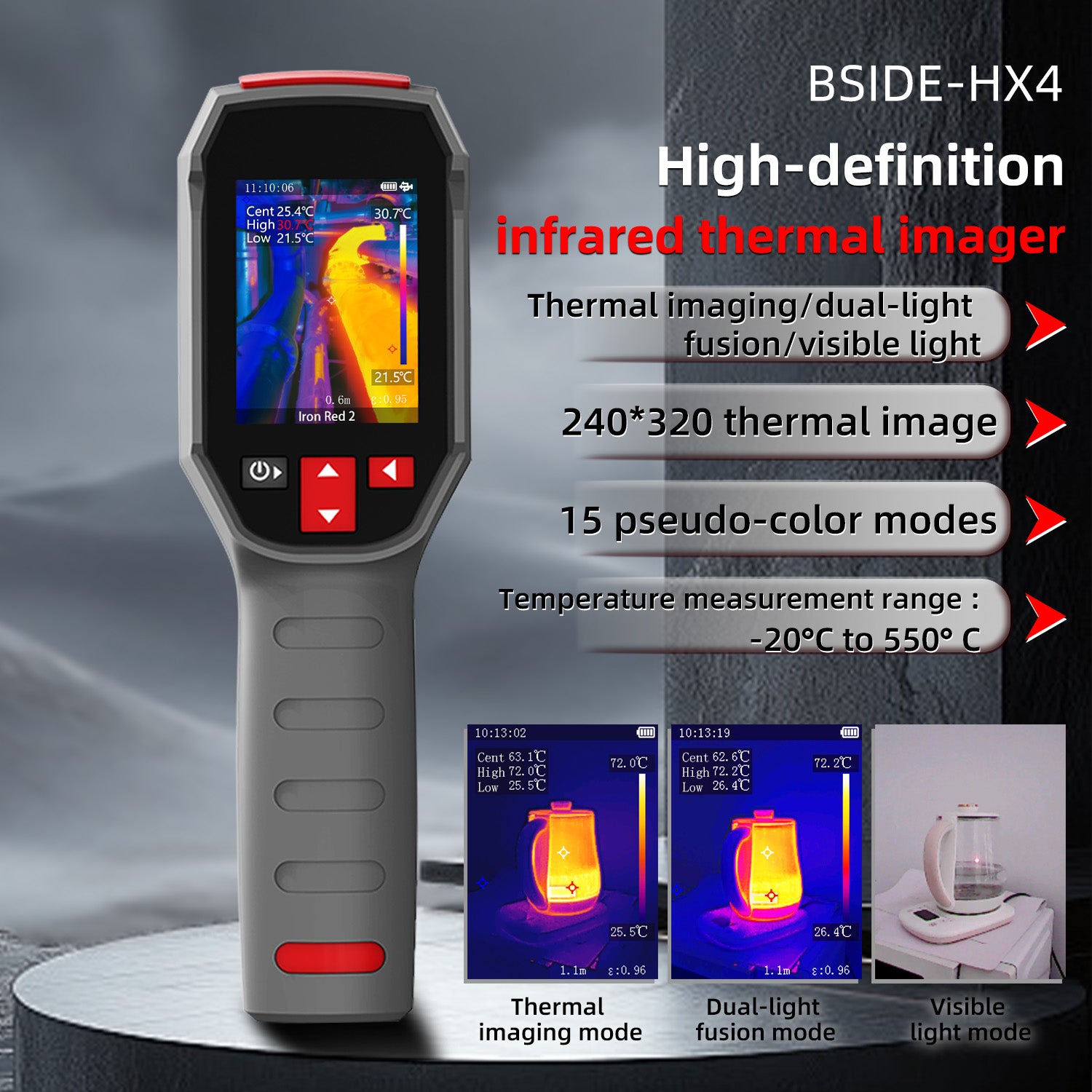 BSIDE HX4 Handheld Infrared Thermal Imager with Dual-Light Fusion for Floor Heating Inspection