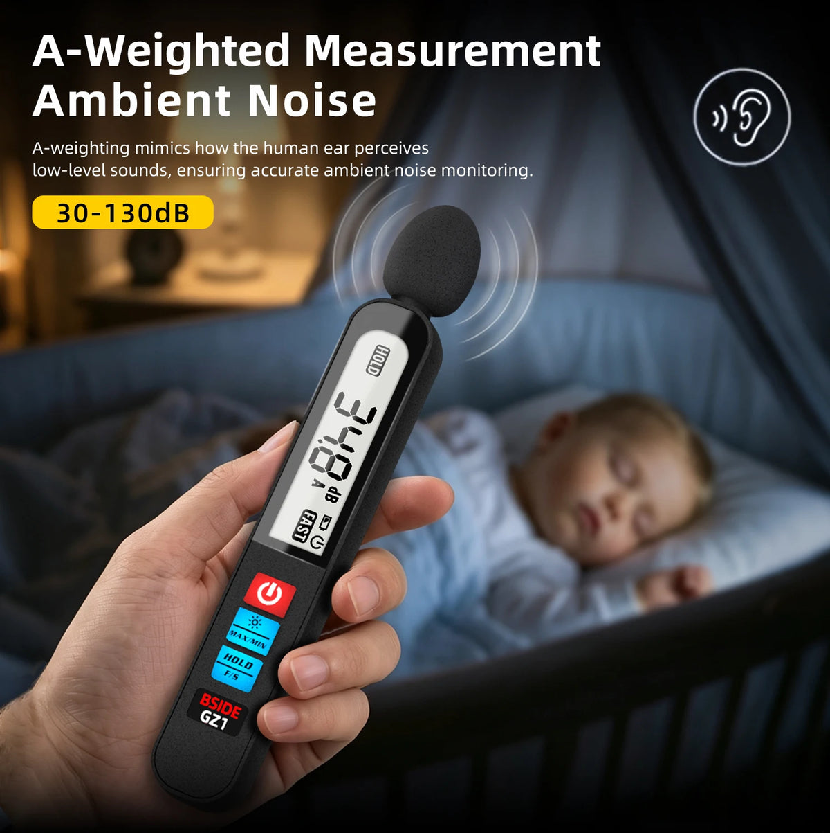 BSIDE GZ1 Digital Sound Level Meter 30–130dB