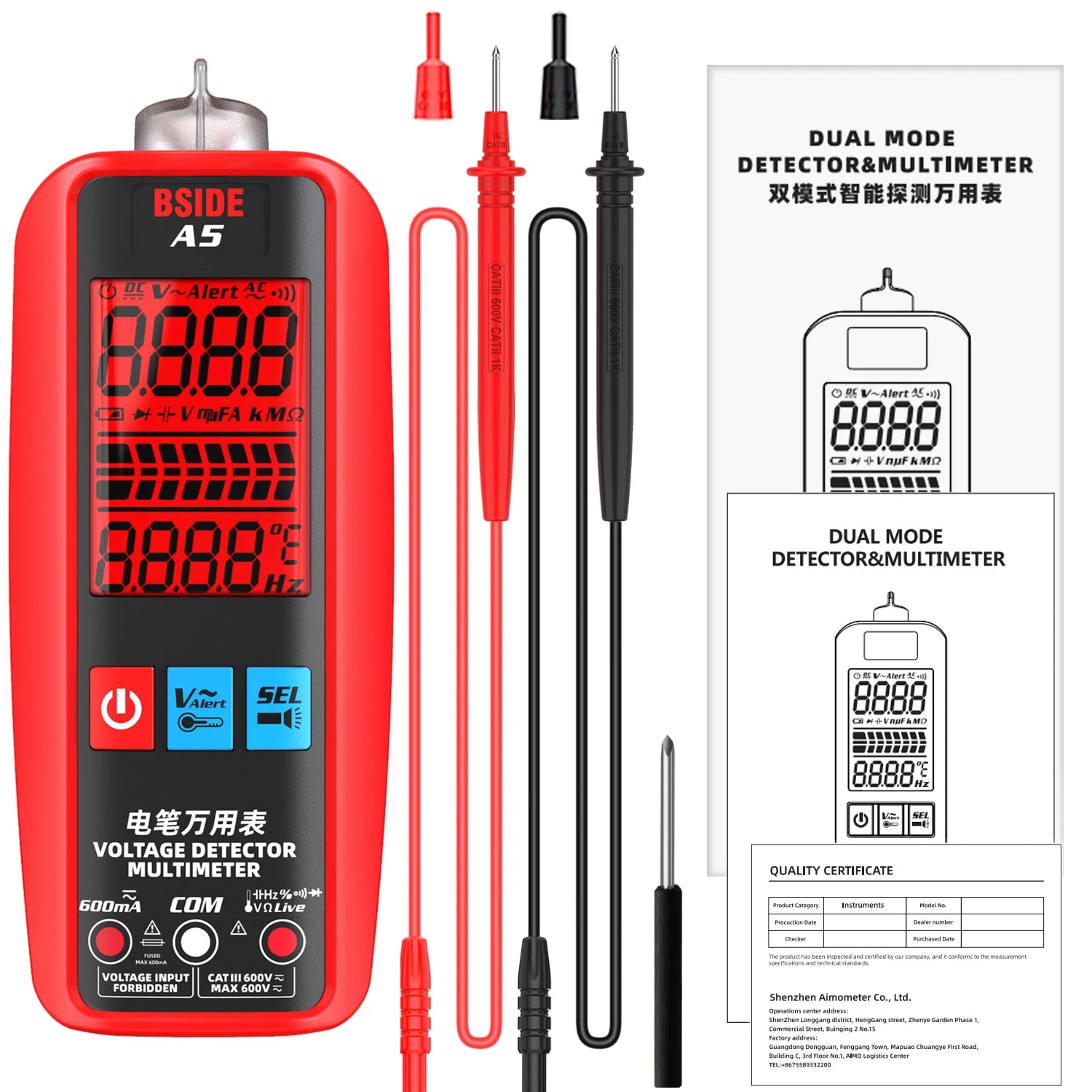 BSIDE A5/A5X Smart Voltage Tester with NCV & Ohm/Hz Test