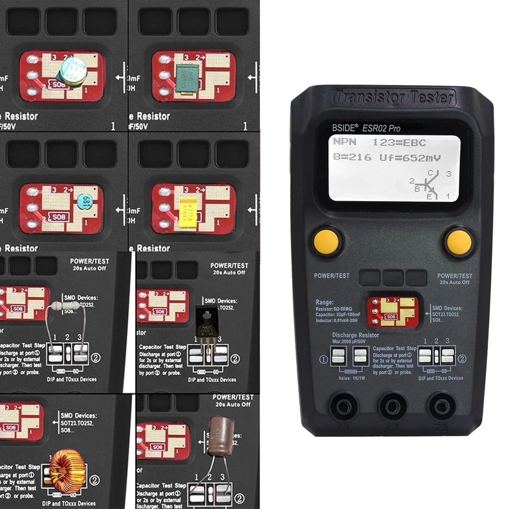 BSIDE ESR02Pro Transistor Tester for Diode, Capacitance & SMD