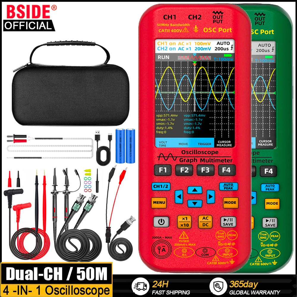 BSIDE 4-in-1 Oscilloscope Multimeter with Signal Generator