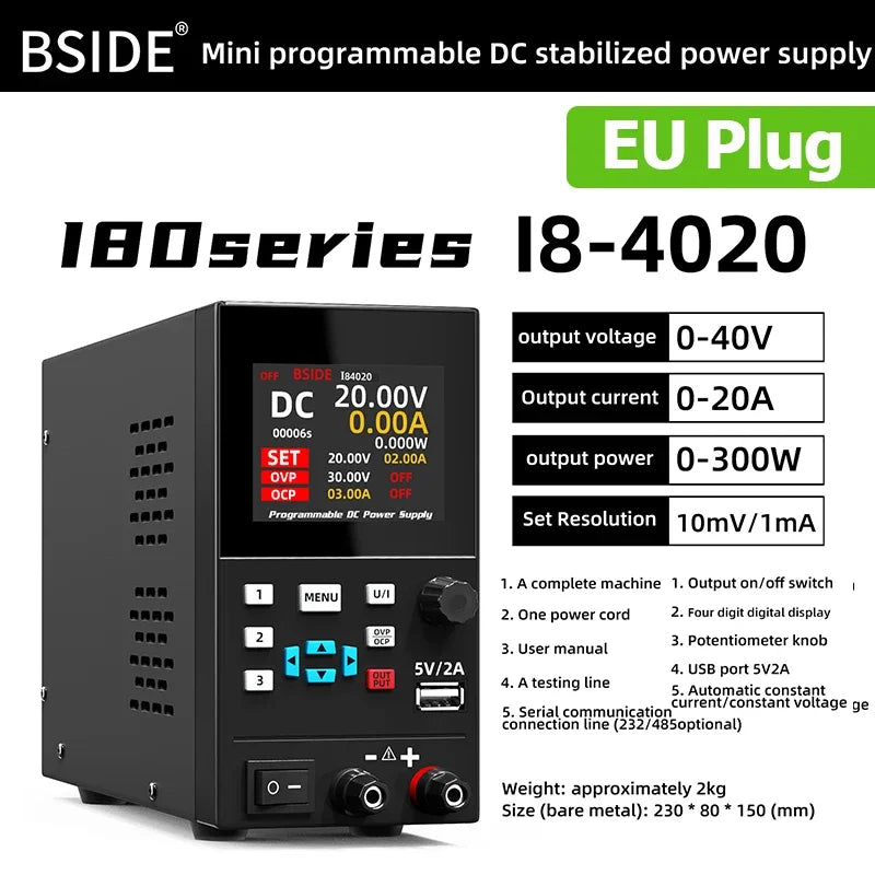 BSIDE I8 Programmable DC Power Supply 30V 10A Bench Unit