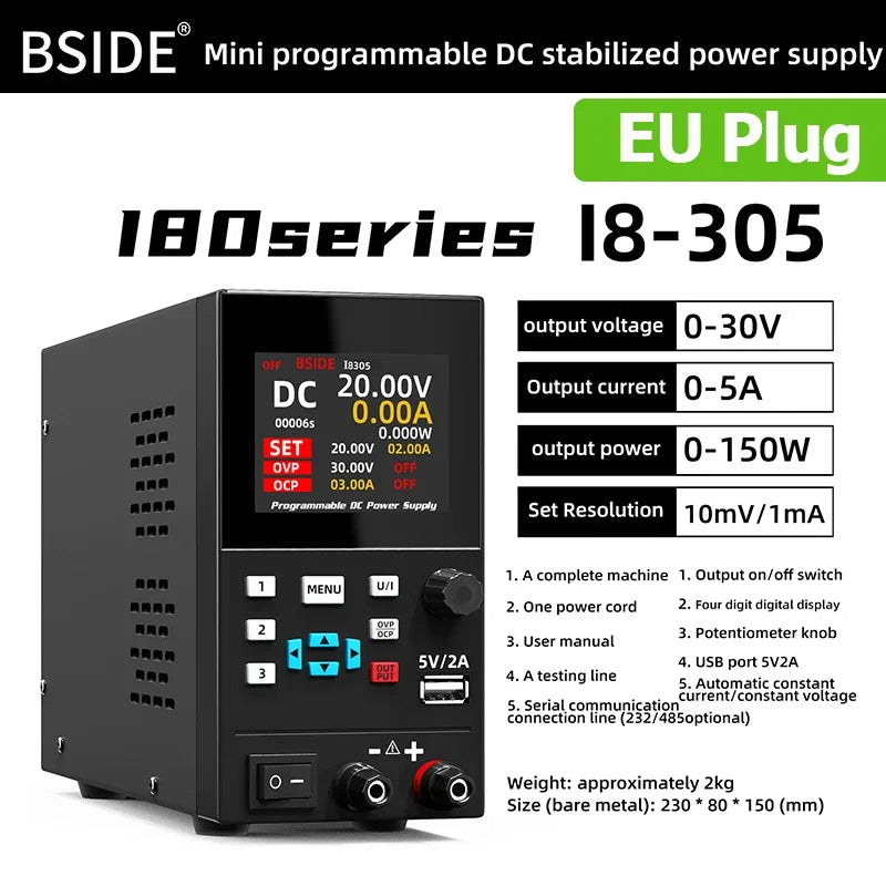 BSIDE I8 Programmable DC Power Supply 30V 10A Bench Unit