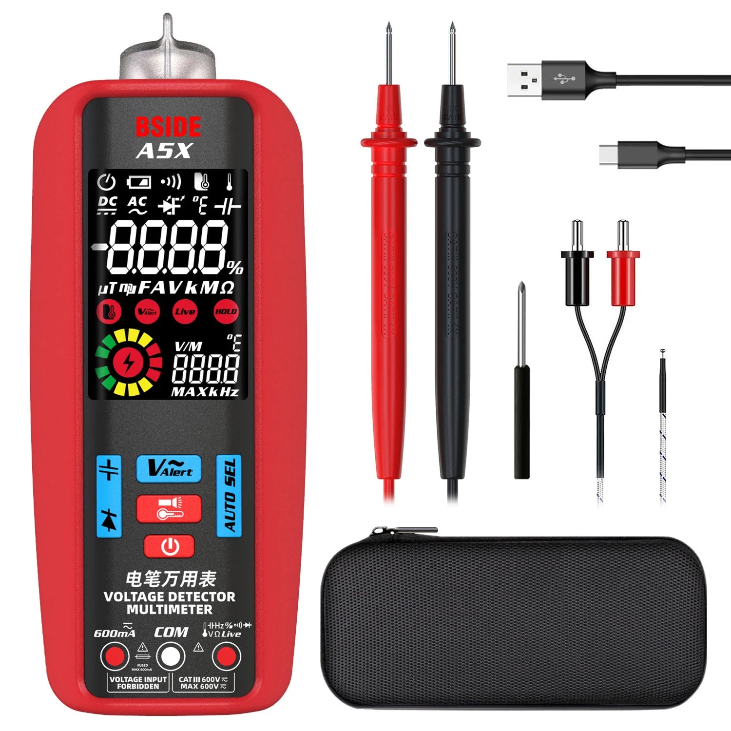 BSIDE A5/A5X Smart Voltage Tester with NCV & Ohm/Hz Test