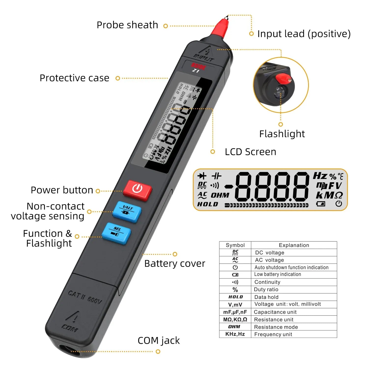 BSIDE Z1 Smart Multimeter Pen with NCV, Diode & Voltage Test