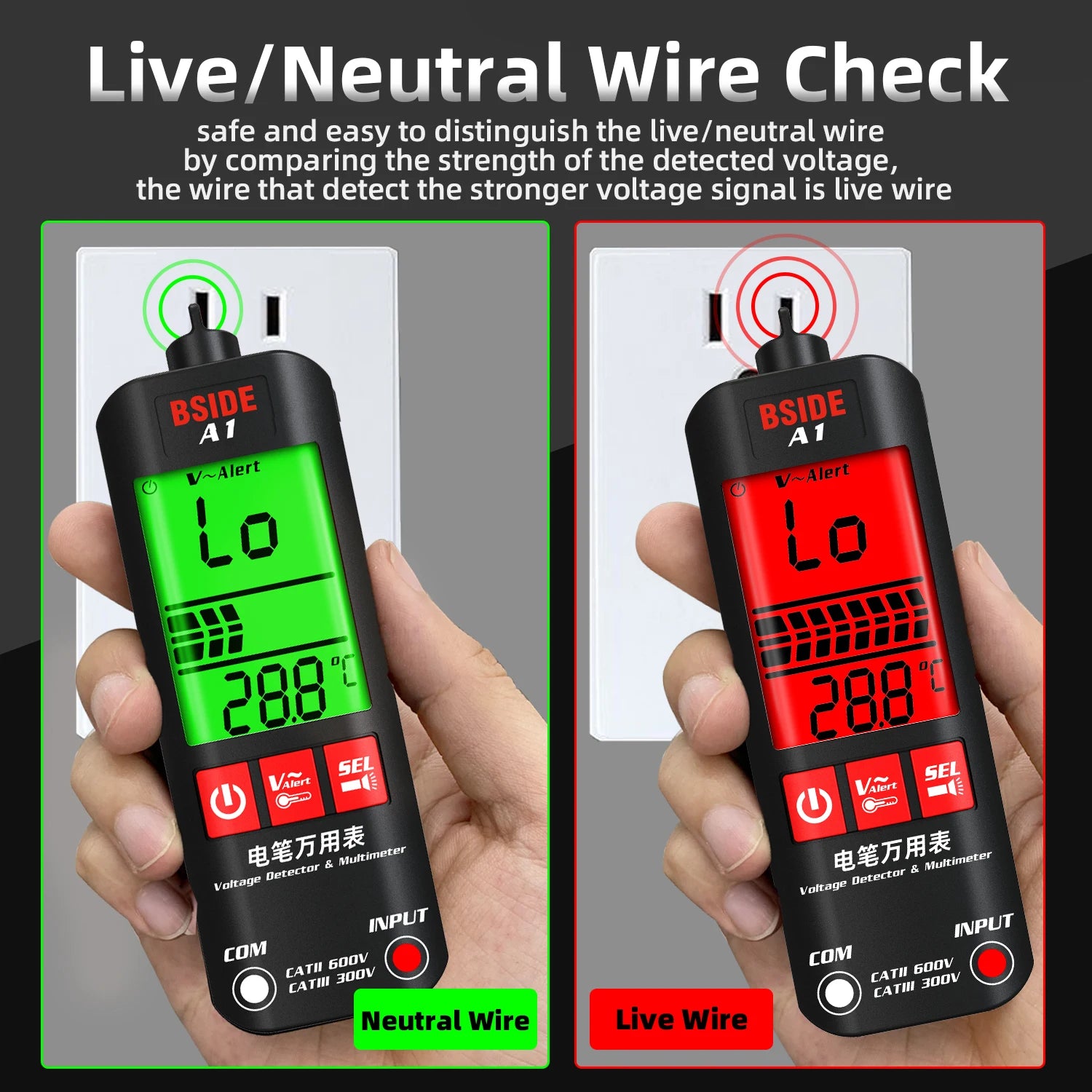 BSIDE A1 Non-Contact AC/DC Voltage Tester Pen