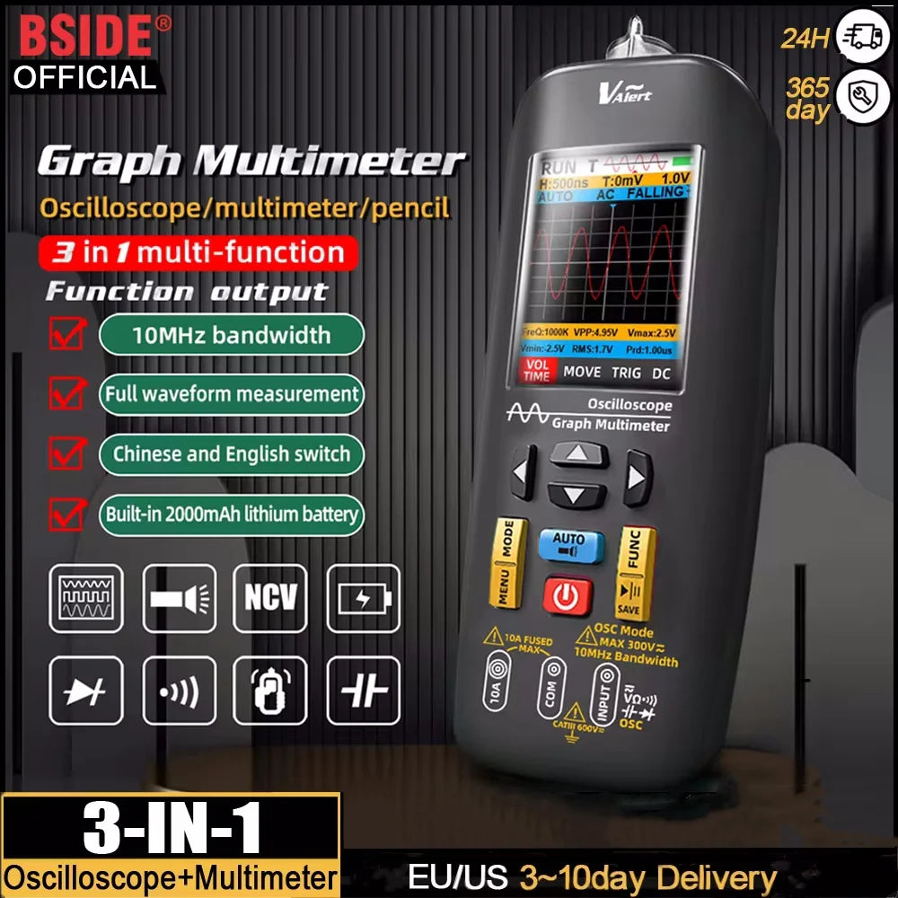 BSIDE O1 Handheld Oscilloscope Multimeter with DC/AC Test
