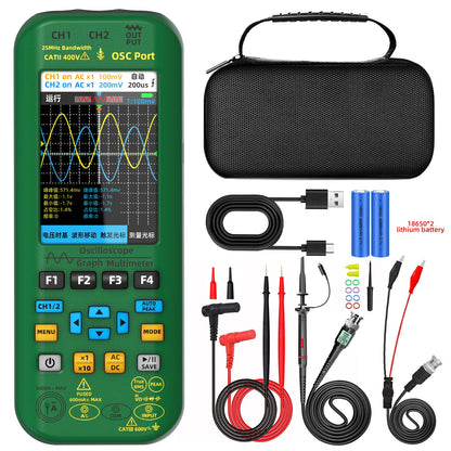 BSIDE O7 Handheld Oscilloscope 50MHz Dual Channel 4-in-1 Digital Multimeter with Function Generator & Current Tester