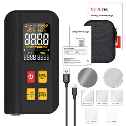 BSIDE T2X Coating Thickness Gauge – Color LCD, Rechargeable Paint Film Tester (0-1500μm)