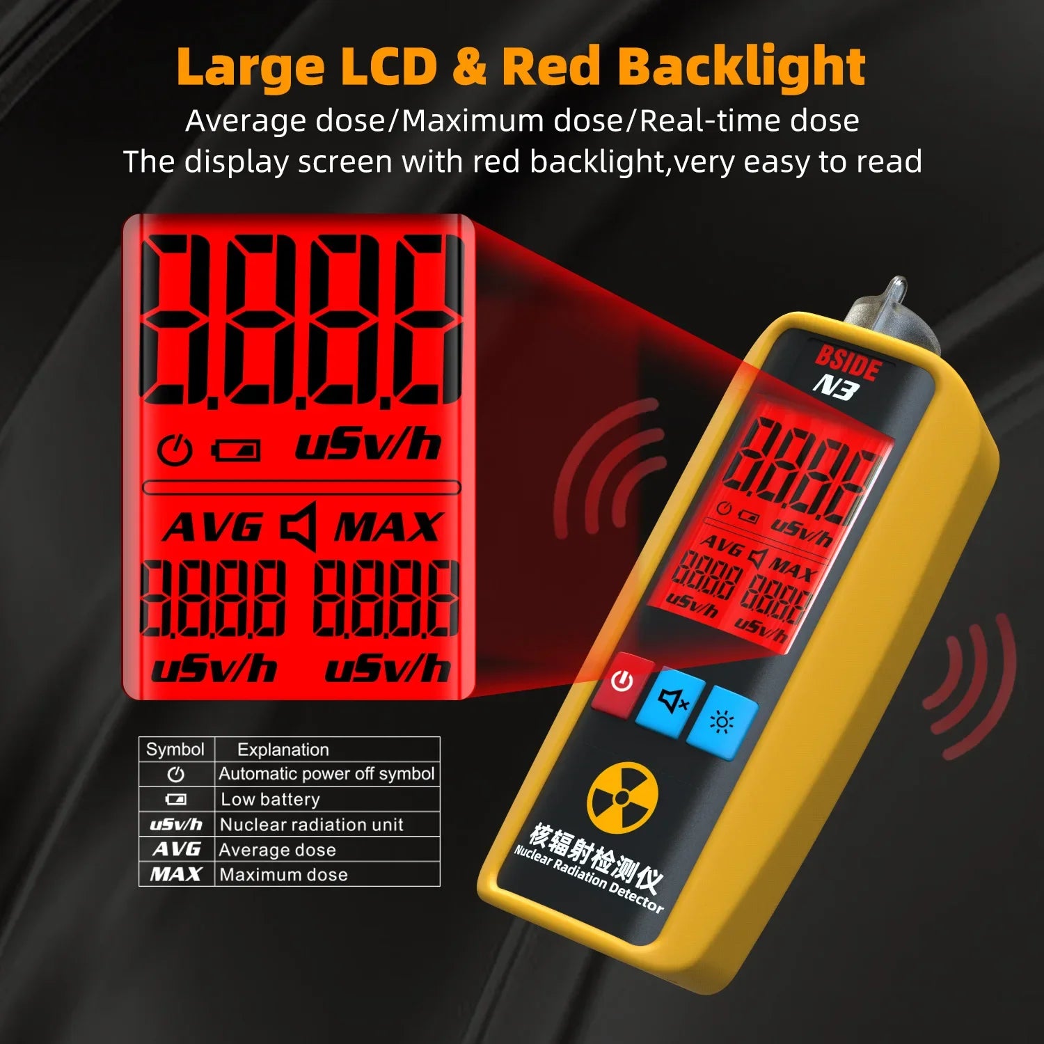 BSIDE N3 Portable Nuclear Radiation Detector – X-ray, Gamma, Beta Geiger Counter