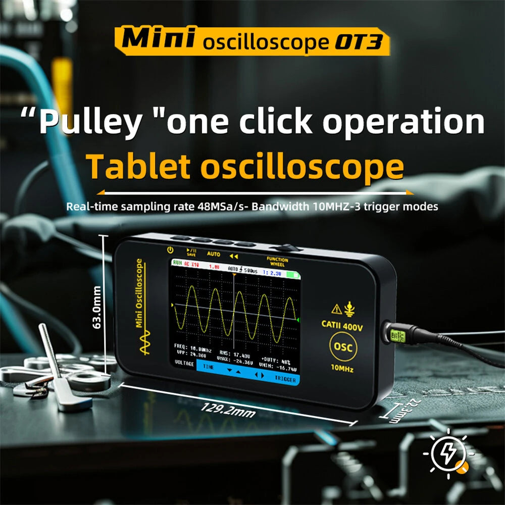 BSIDE OT3 Mini Handheld Oscilloscope 10MHz 48MSa/s with Probe