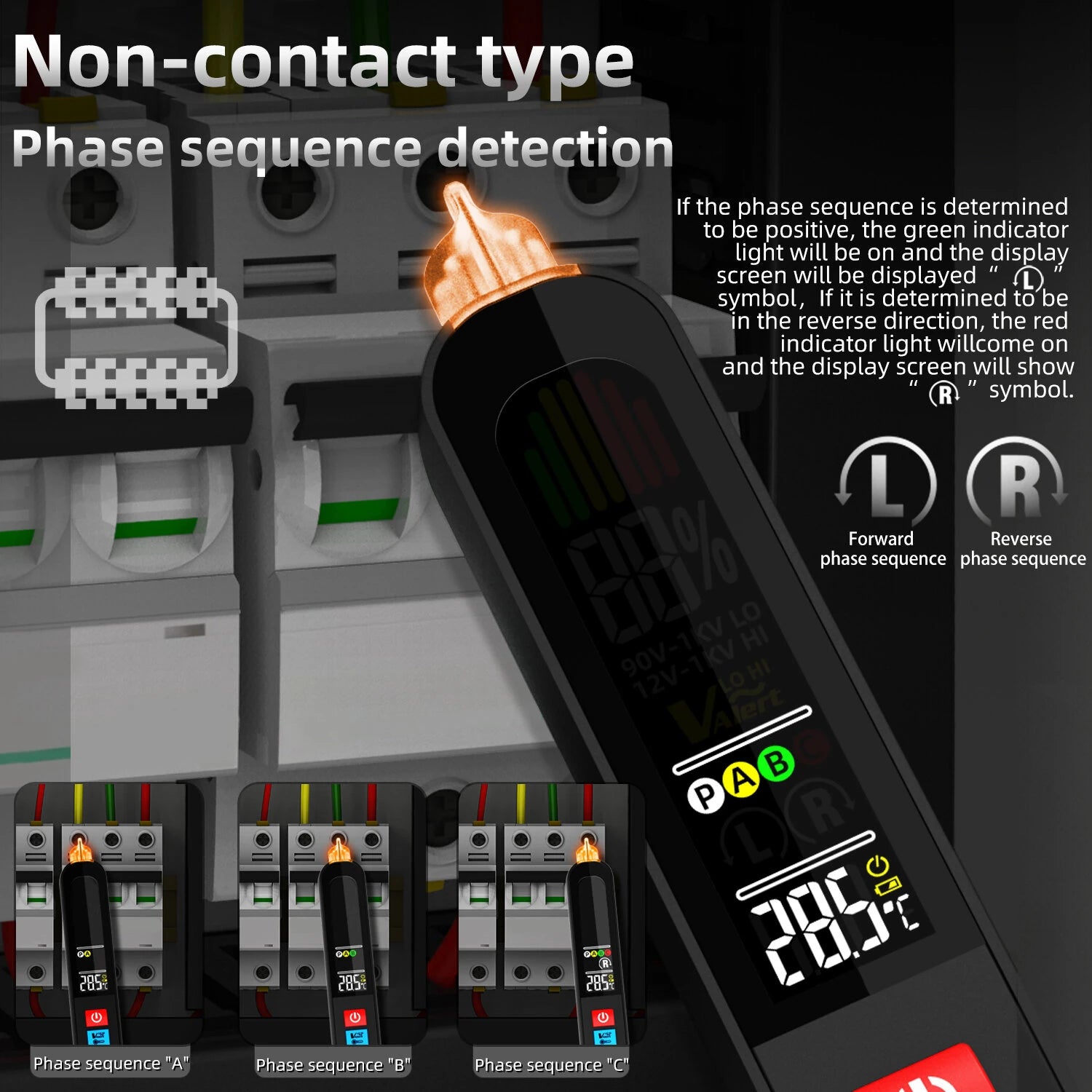BSIDE AVX1 Phase Sequence Tester with Voltage & Temperature Detection