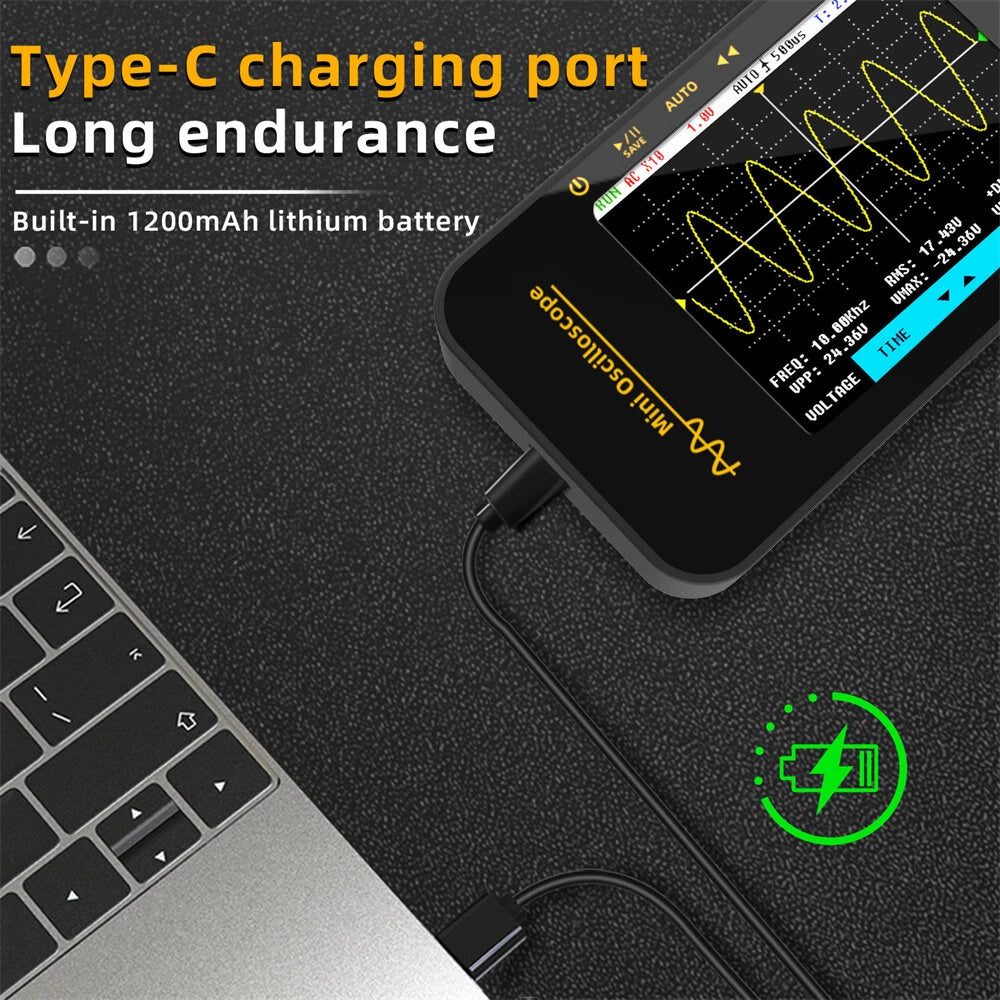 BSIDE OT3 Mini Handheld Oscilloscope 10MHz 48MSa/s with Probe
