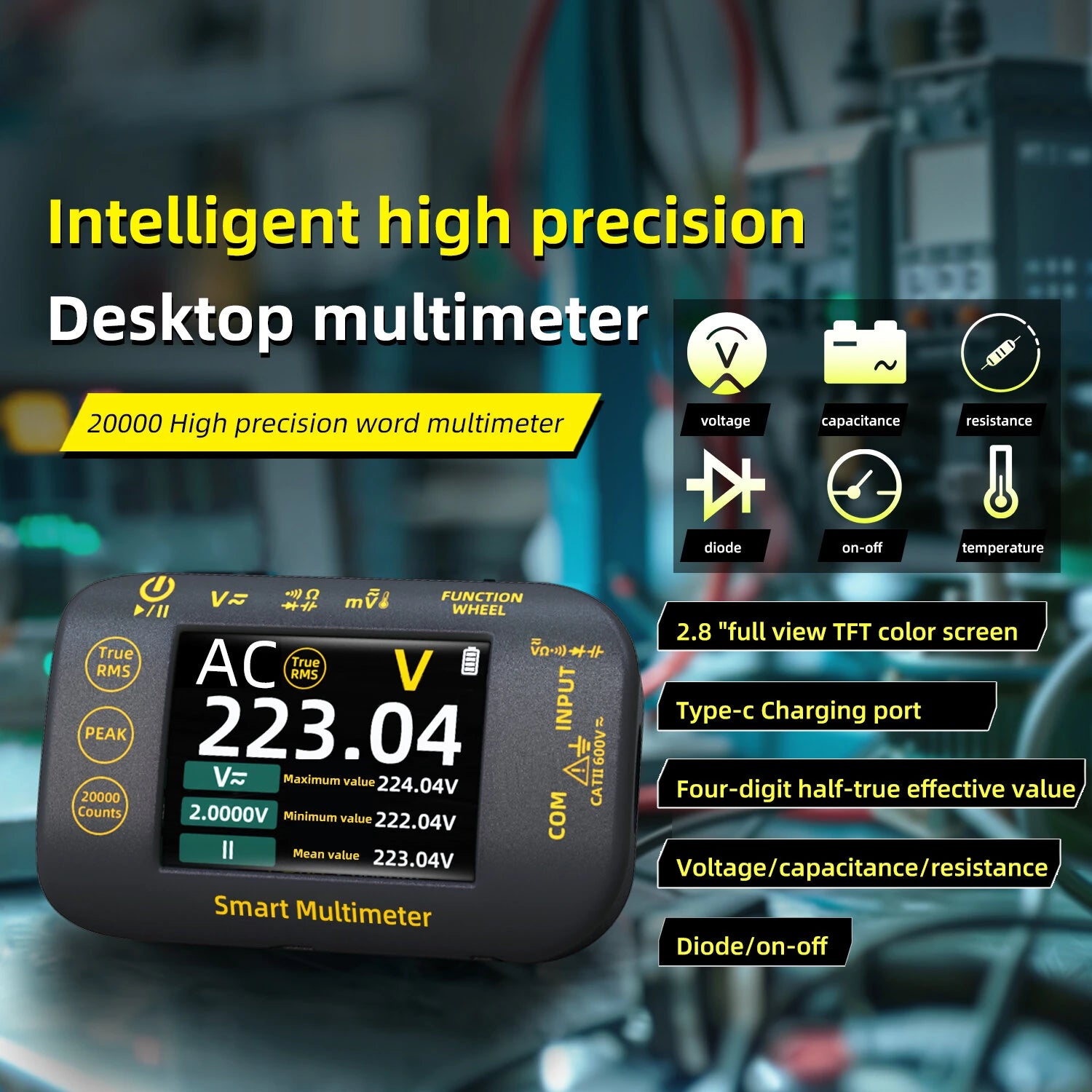 BSIDE S40 High Precision Digital Multimeter 2.8" TFT Screen 1000V DC 750V AC Test
