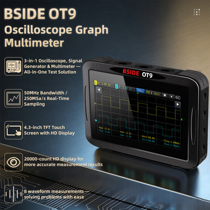 BSIDE OT9 3-in-1 Oscilloscope with Graphing Multimeter & Signal Generator