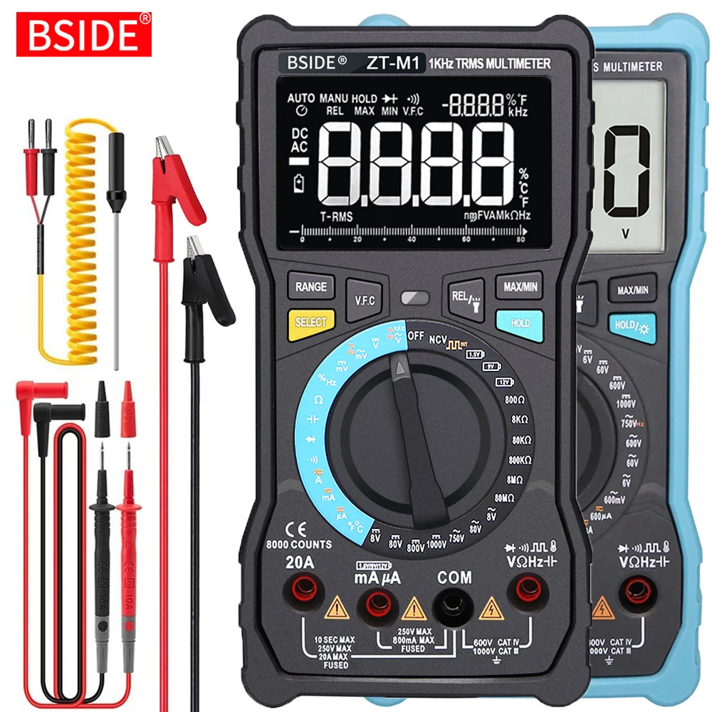 BSIDE ZT-M1 Digital Multimeter – Auto-Ranging AC/DC Voltage Tester with NCV, Resistance, and Continuity Testing