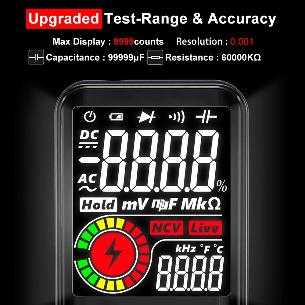 BSIDE S10 Smart Digital Multimeter - True RMS, Auto Range, AC/DC Voltage, Current, Resistance Tester