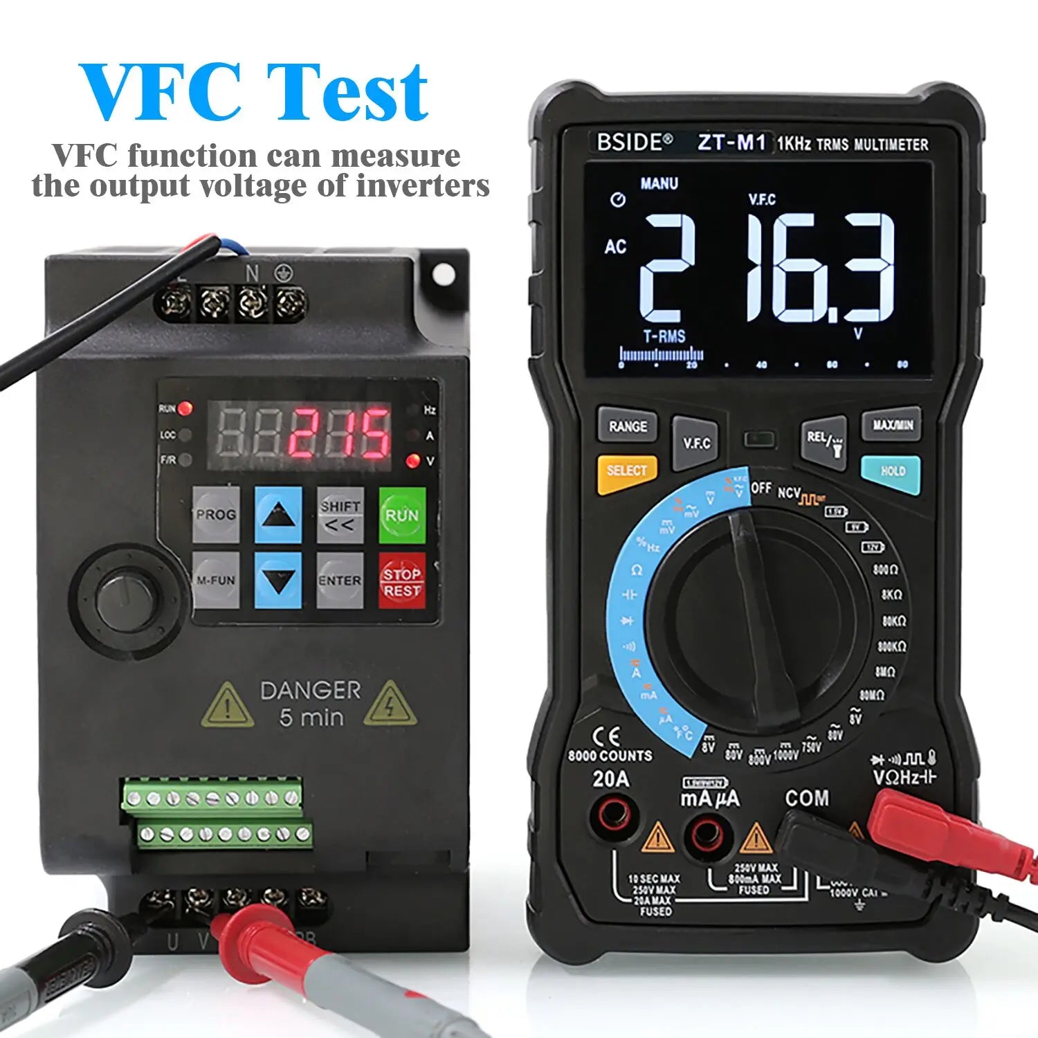 BSIDE ZT-M1 Digital Multimeter – Auto-Ranging AC/DC Voltage Tester with NCV, Resistance, and Continuity Testing