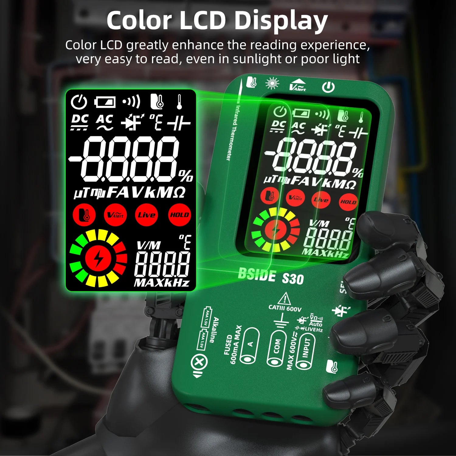 BSIDE S30 Smart Multimeter with IR Thermometer & Diode Test