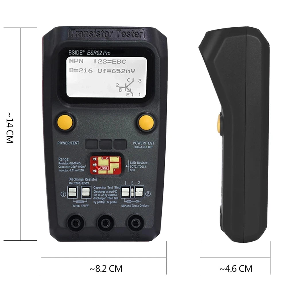 BSIDE ESR02Pro Transistor Tester for Diode, Capacitance & SMD
