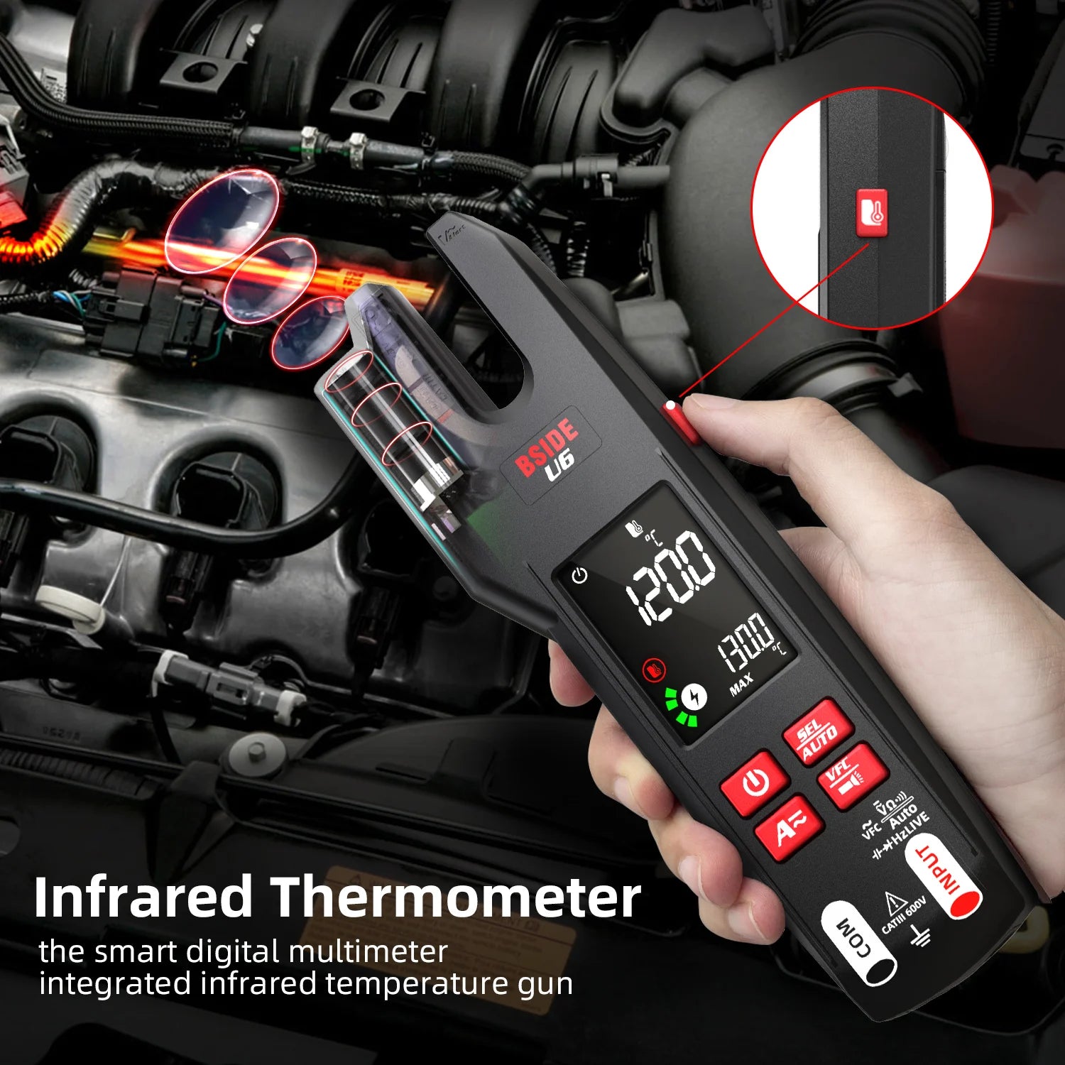 BSIDE Clamp Meter 600A with T-RMS & OpenJaw Multimeter