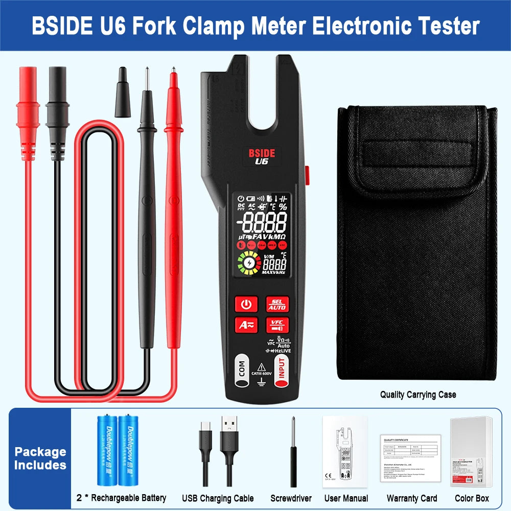 BSIDE Clamp Meter 600A with T-RMS & OpenJaw Multimeter