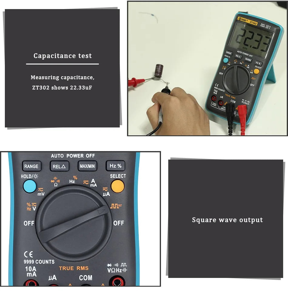 BSIDE ZT301 True RMS Digital Multimeter - Auto Range, High Precision Tester