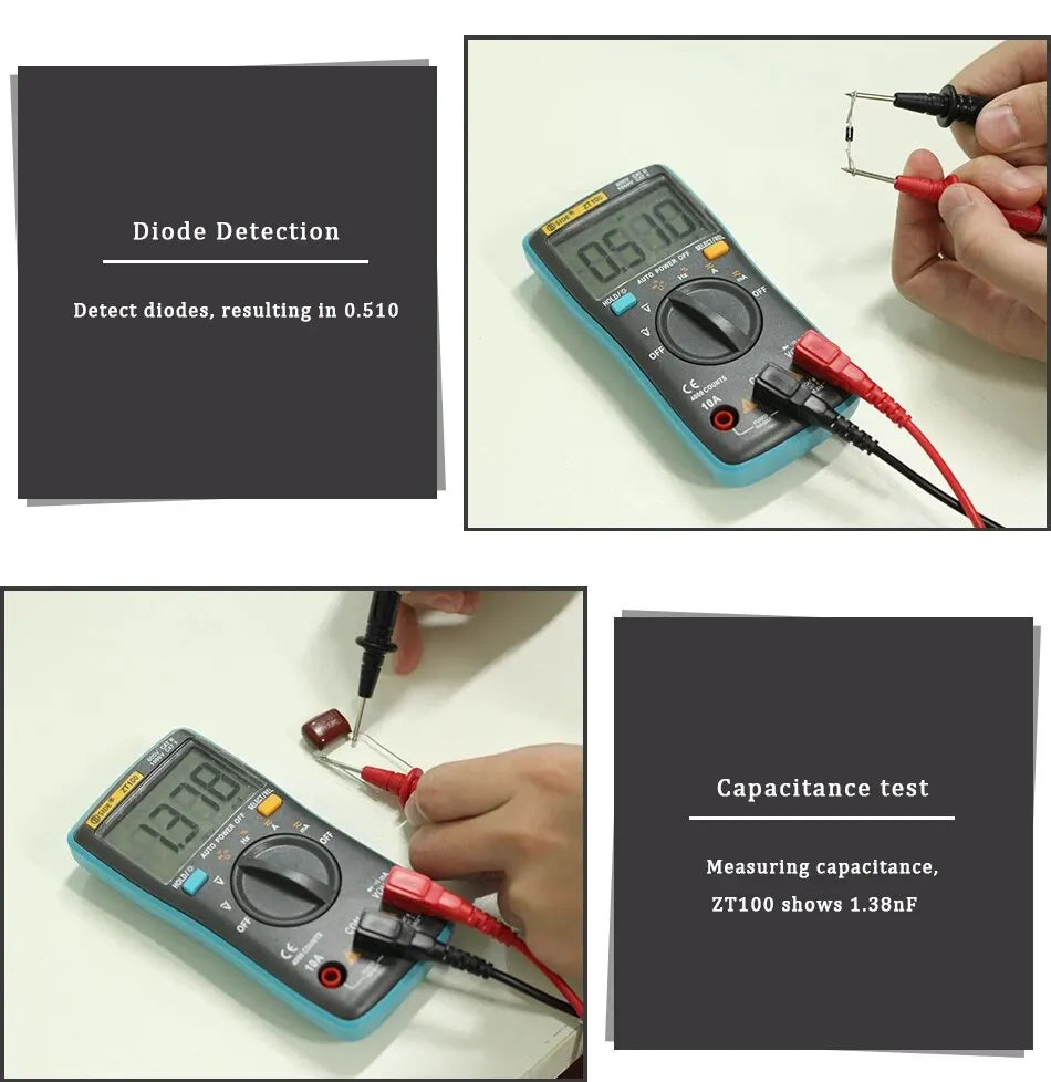 BSIDE ZT100 Digital Multimeter with Voltage & Capacitance Test