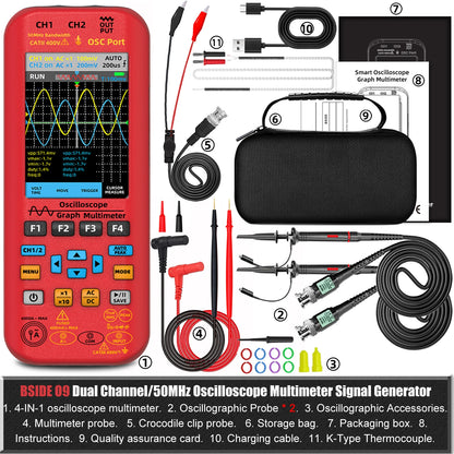 BSIDE 4-in-1 Oscilloscope Multimeter with Signal Generator
