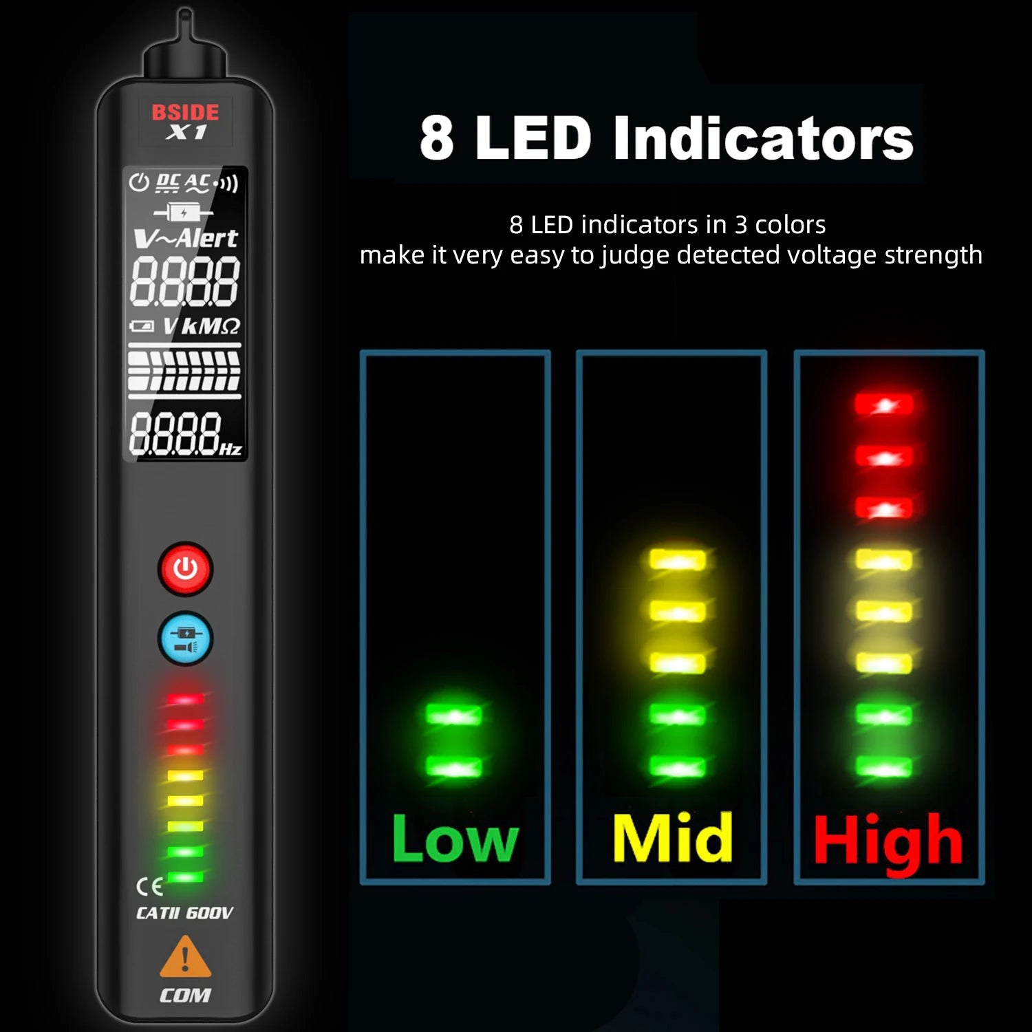 BSIDE X1 EBTN Voltage Tester with NCV & True RMS Display