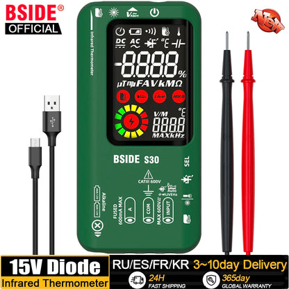 BSIDE S30 Smart Digital Multimeter – High-Precision, Auto-Ranging AC/DC Voltage & Current Tester with NCV Detection