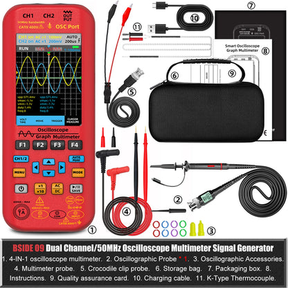 BSIDE 4-in-1 Oscilloscope Multimeter with Signal Generator