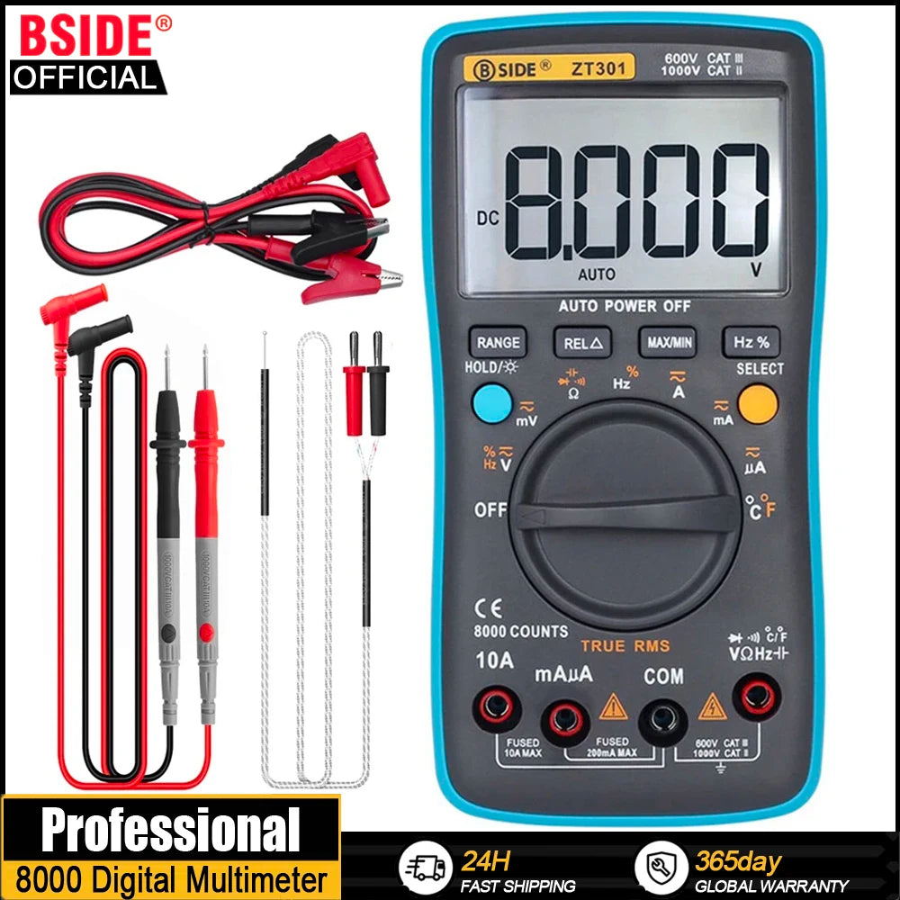 BSIDE ZT301 True RMS Digital Multimeter - Auto Range, High Precision Tester