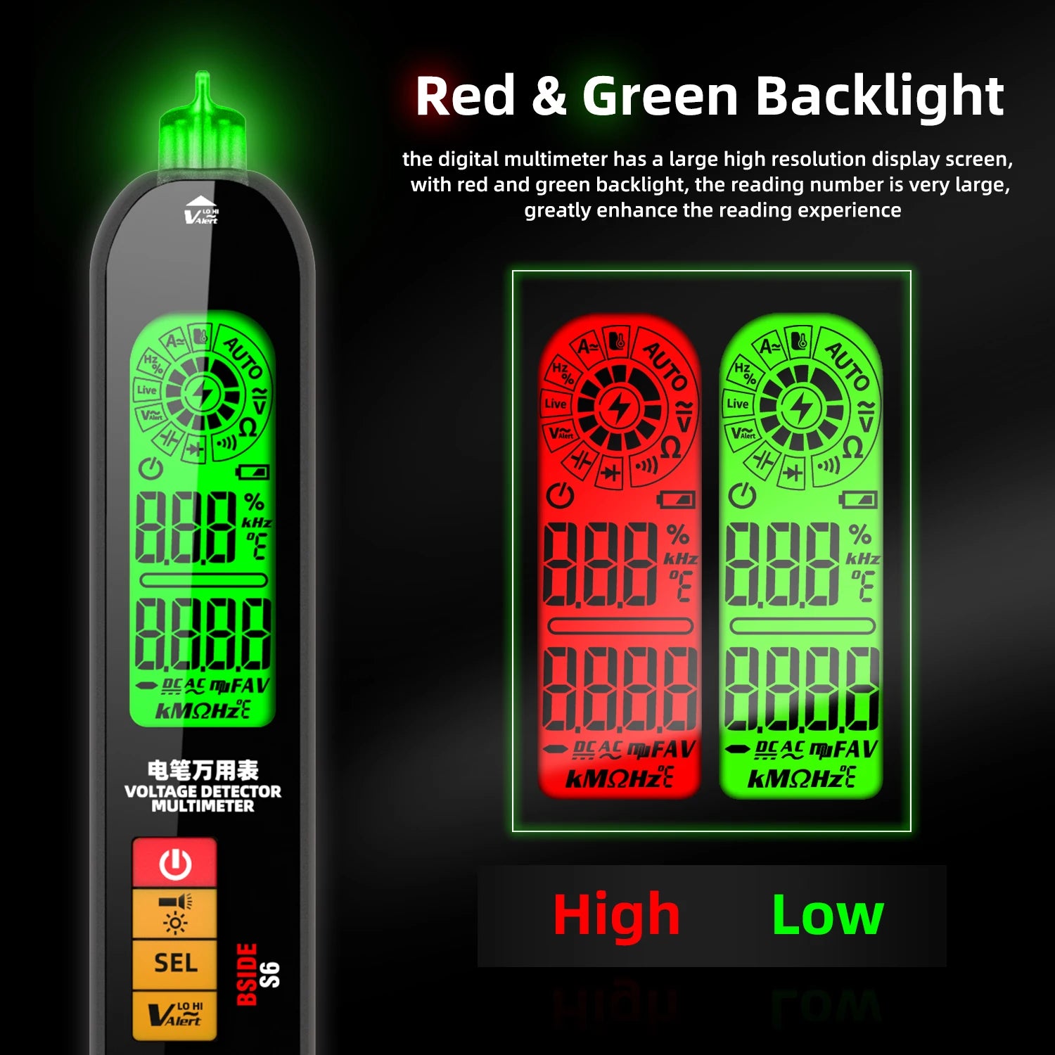 BSIDE S6 Digital Multimeter - Auto Range, True RMS, Voltage, Current, Ohm, NCV Tester