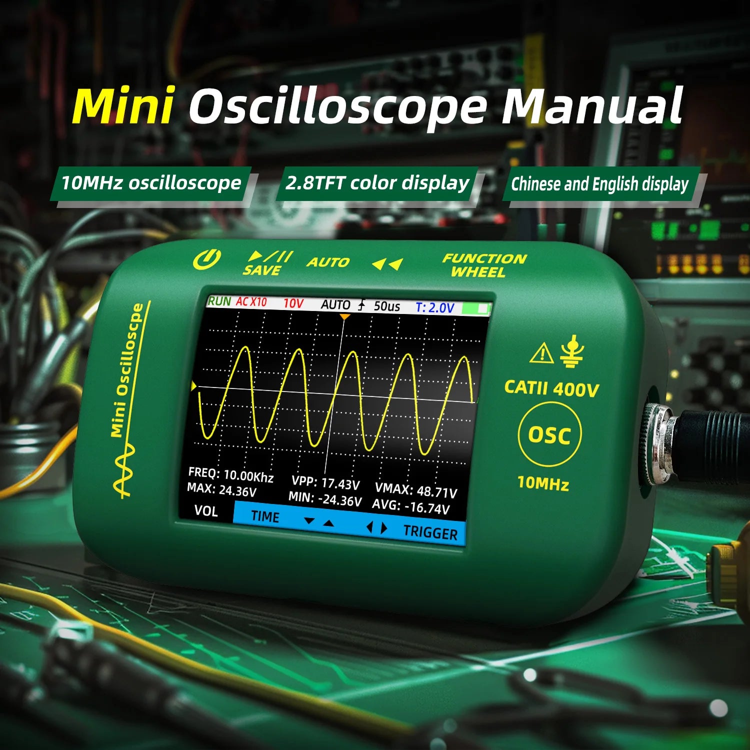 BSIDE OT2 Handheld Oscilloscope 10MHz for Electronics Repair