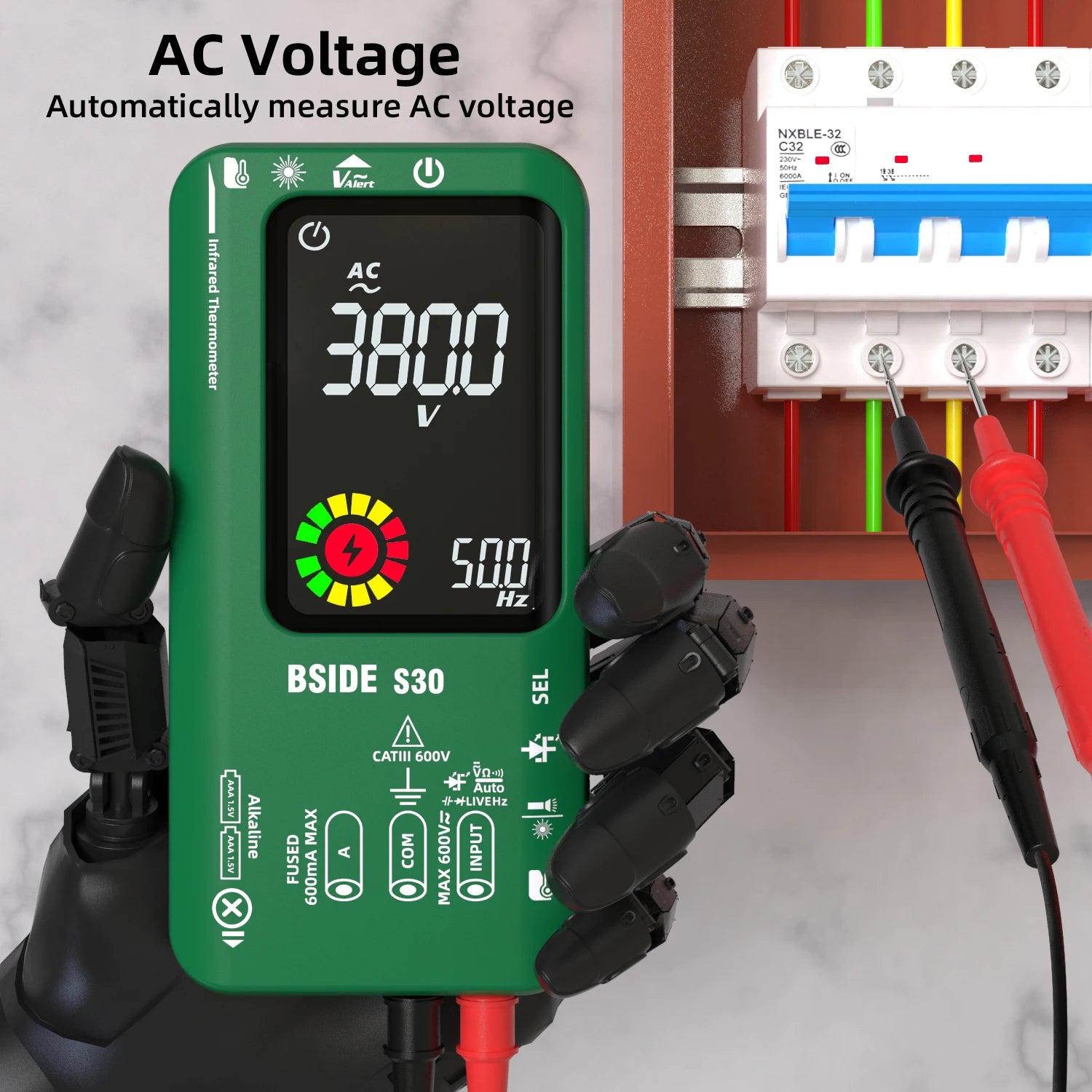 BSIDE S30 Smart Multimeter with IR Thermometer & Diode Test