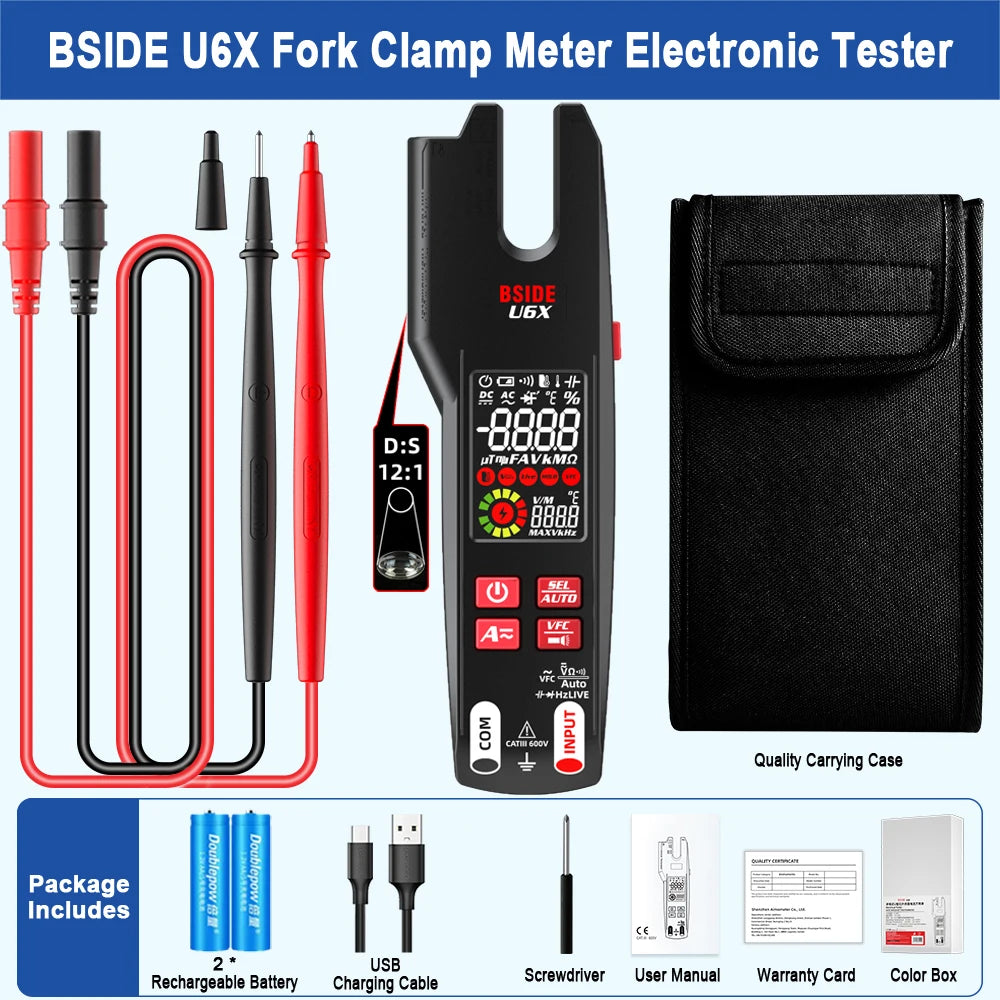 BSIDE Clamp Meter 600A with T-RMS & OpenJaw Multimeter