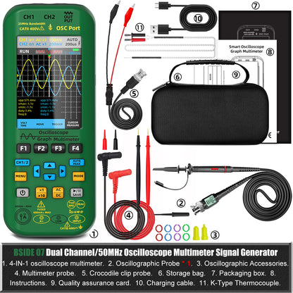 BSIDE 4-in-1 Oscilloscope Multimeter with Signal Generator