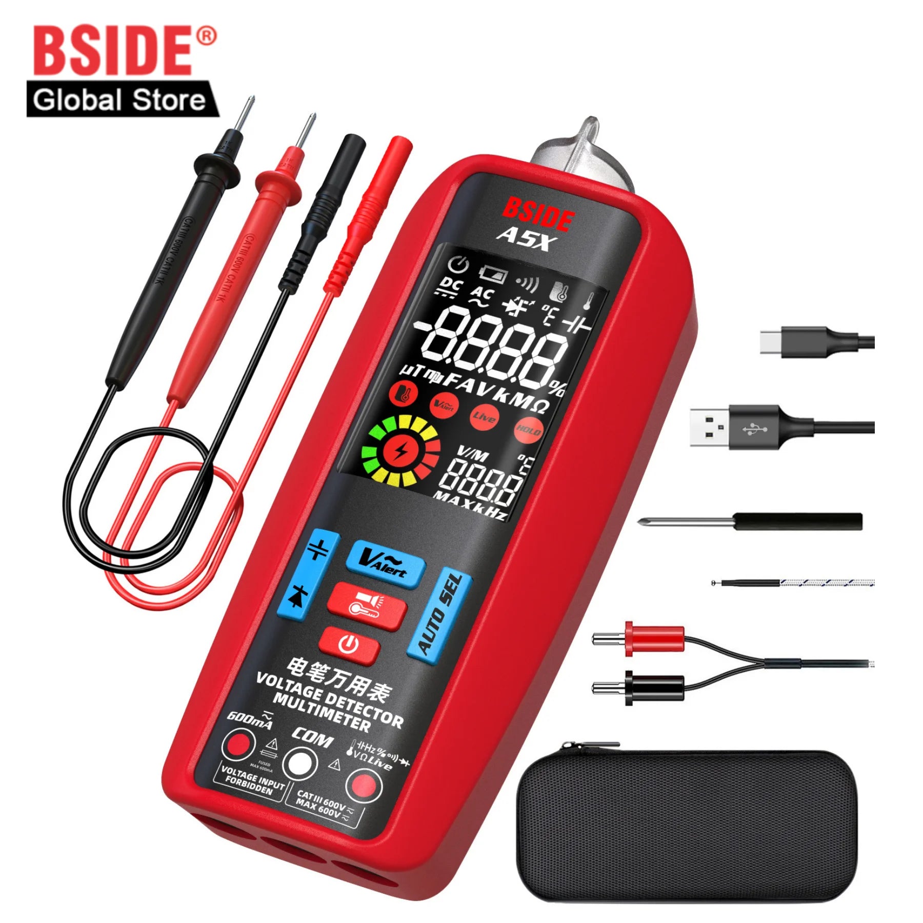 BSIDE A5/A5X Smart Voltage Tester with NCV & Ohm/Hz Test